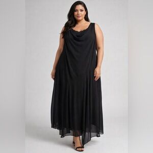 Connected Apparel Elegant Black Sleeveless Maxi Dress Size 26